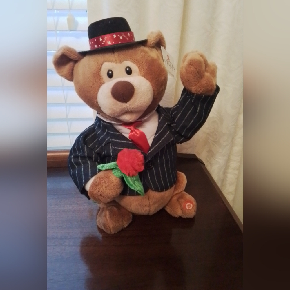 Carlton Cards Singing Bear in Black Suit - Early 2000s - With Tag